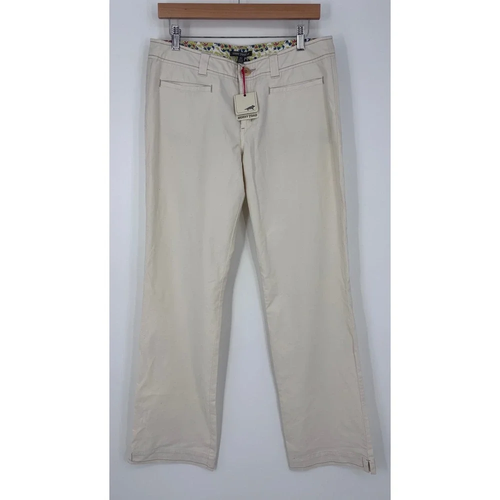 Horny Toad & Co Long Diana Pants Womens 10 Stone Beige Organic Cotton Chino